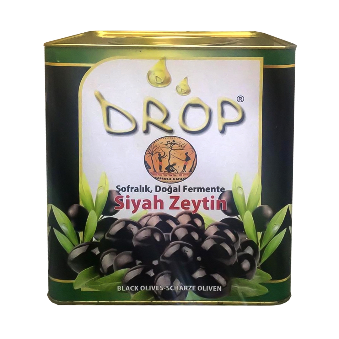 Drop Gemlik Yağlı Sele Siyah Zeytin 10 luk Teneke (XL) Net: 10 Kg