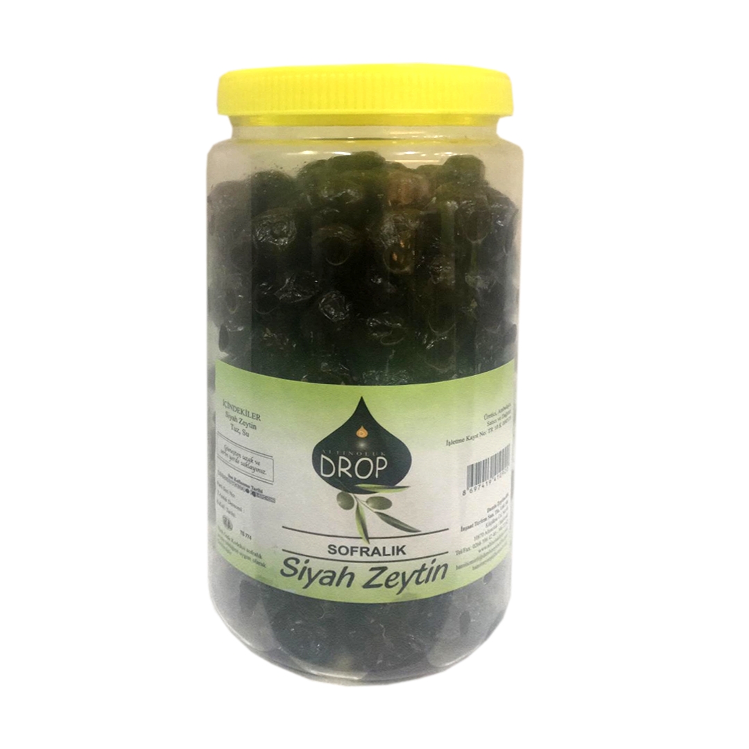 Drop Gemlik Yağlı Sele Siyah Zeytin 1 lik Pet (XL) Net: 1000 g